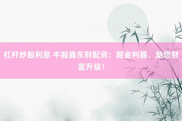 杠杆炒股利息 牛股鑫东财配资：掘金利器，助您财富升级！
